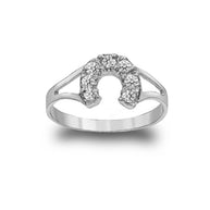 Gold Cubic Zirconia Lucky Horseshoe Ring (Available in Yellow/Rose/White Gold)