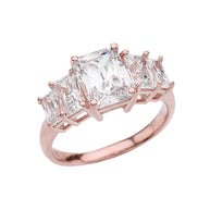 Gold Radiant Cut 7 Carat Cubic Zirconia Engagement Ring (Available in Yellow/Rose/White Gold)