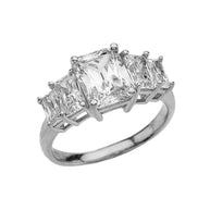 Gold Radiant Cut 7 Carat Cubic Zirconia Engagement Ring (Available in Yellow/Rose/White Gold)