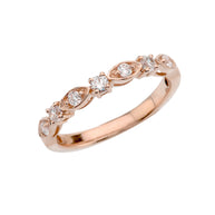 Solid Gold Engagement/Anniversary Band With Cubic Zirconia(Available In Yellow/Rose/White Gold)