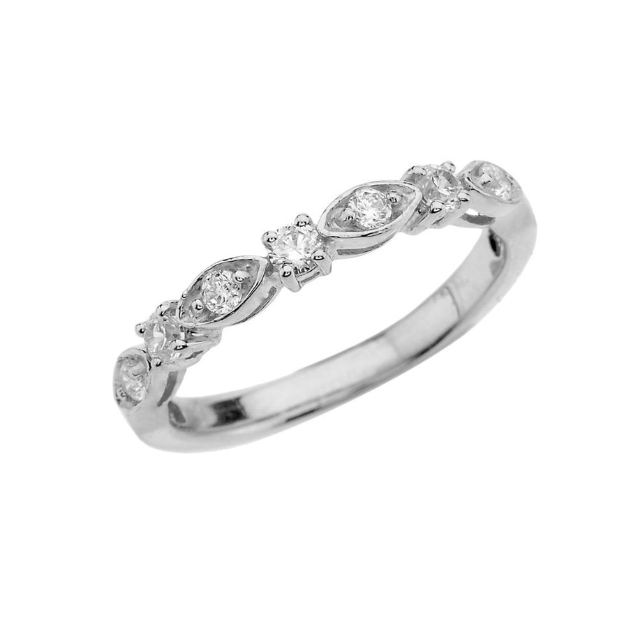 Solid Gold Engagement/Anniversary Band With Cubic Zirconia(Available In Yellow/Rose/White Gold)