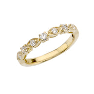 Solid Gold Engagement/Anniversary Band With Cubic Zirconia(Available In Yellow/Rose/White Gold)