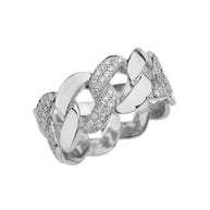 Gold Link Chain Design Diamond Unisex Eternity Band (Available in Yellow/Rose/White Gold) Ring
