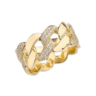 Gold Link Chain Design Diamond Unisex Eternity Band (Available in Yellow/Rose/White Gold) Ring
