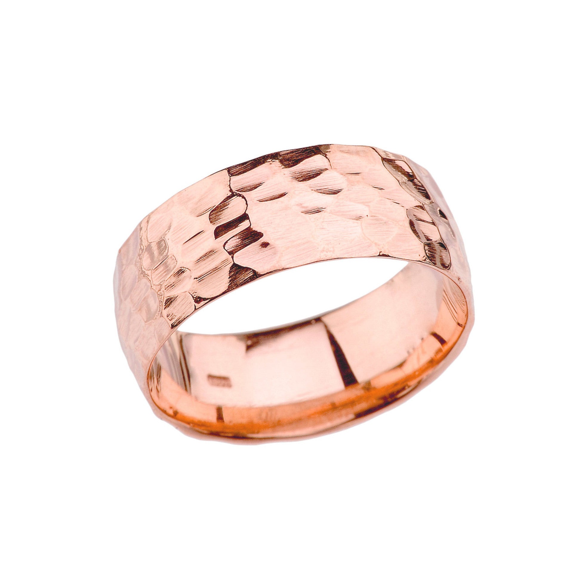 Gold Modern Hammered 7 mm Band (Available in Yellow/Rose/White Gold)