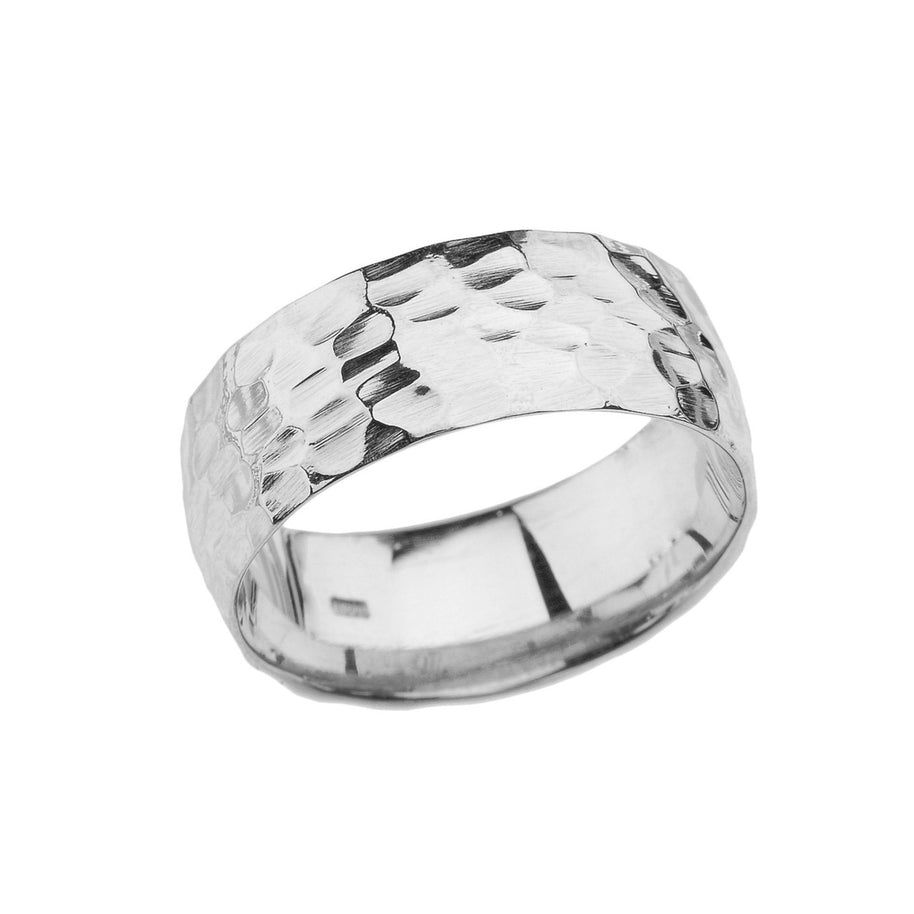 Gold Modern Hammered 7 mm Band (Available in Yellow/Rose/White Gold)