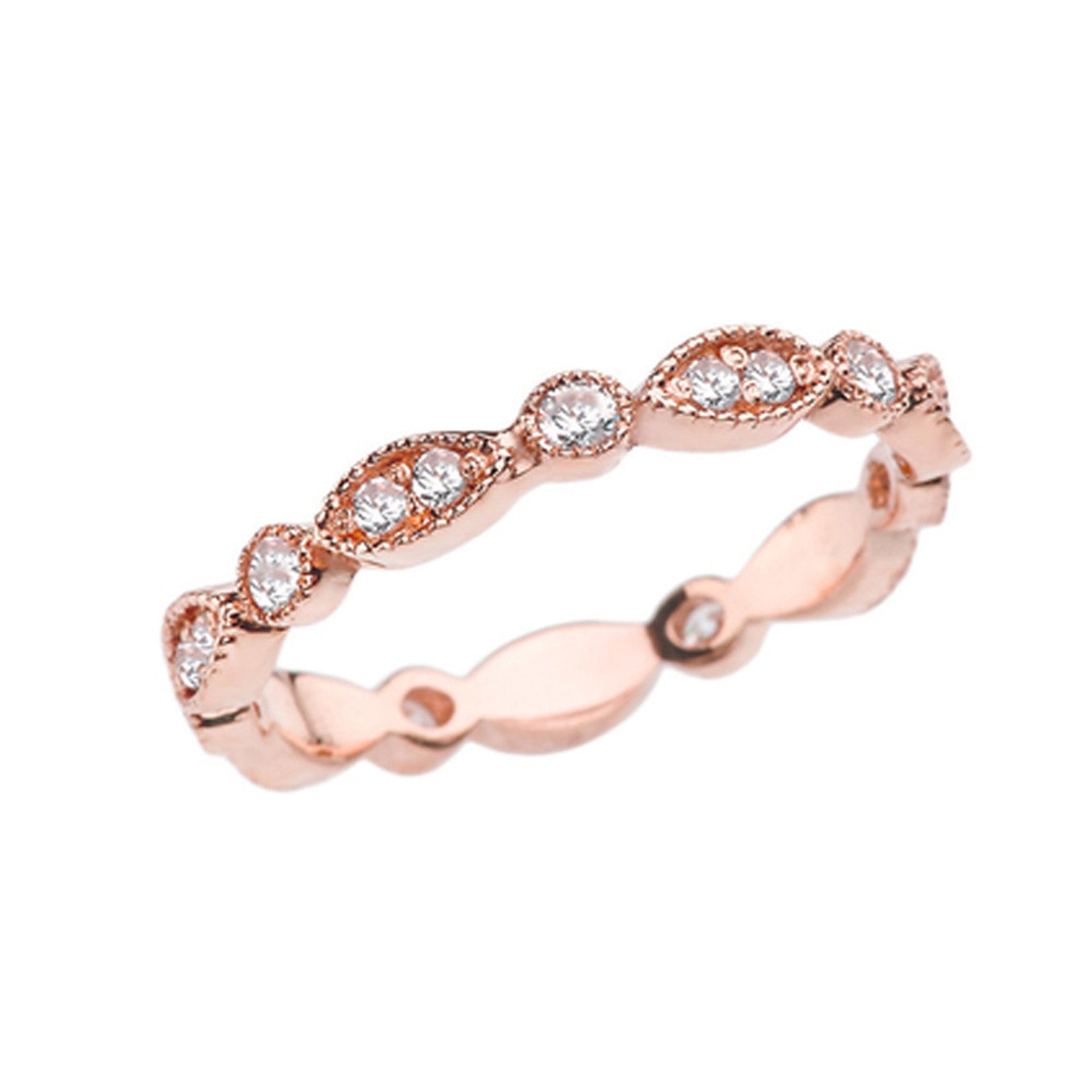 Gold Diamond Eternity Band Ring(Available in Yellow/Rose/White)