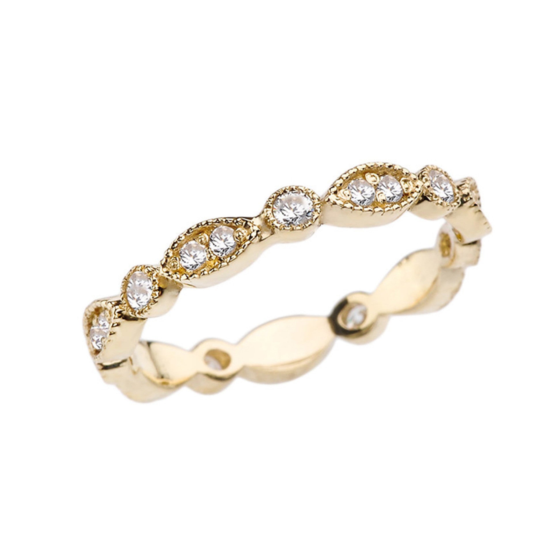 Gold Diamond Eternity Band Ring(Available in Yellow/Rose/White)