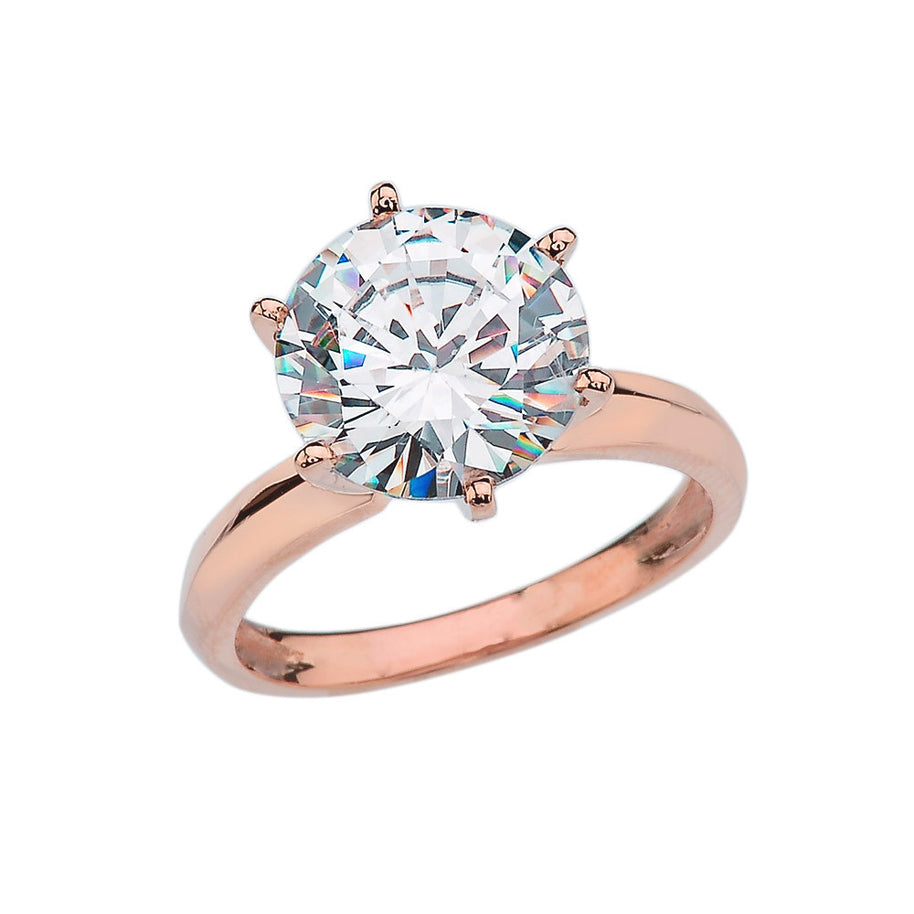 Gold Over 7 Ct Round Solitaire Engagement/Proposal Ring(Available In Yellow/Rose/White Gold)