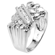 .925 Sterling Silver Striped Cubic Zirconia Nugget Ring