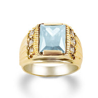 Yellow Gold Personalized Emerald Cut Lab Created Birthstone Ring