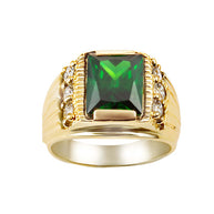 Yellow Gold Personalized Emerald Cut Lab Created Birthstone Ring