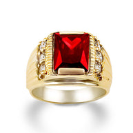 Yellow Gold Personalized Emerald Cut Lab Created Birthstone Ring