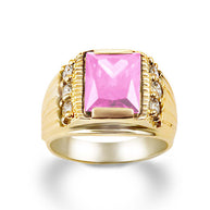 Yellow Gold Personalized Emerald Cut Lab Created Birthstone Ring