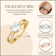 14K Gold Lab Grown Diamond Double Band Engagement Ring (Available in Yellow/Rose/White Gold)