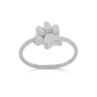 .925 Sterling Silver Pet Dog Paw Print Rope Ring