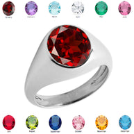 Birthstone Gentleman's Pinky Ring in Sterling Silver