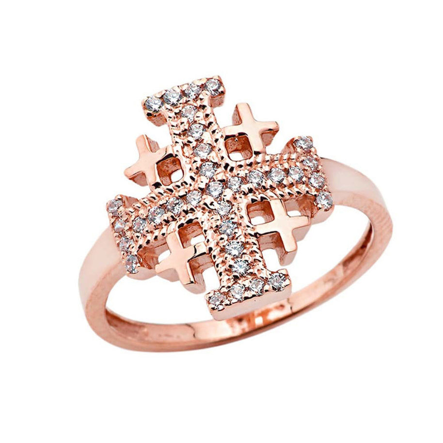 Diamond Jerusalem Cross Ring in Gold (Available in Yellow/Rose/White Gold)