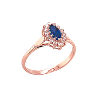 Gold Marquise Cut Genuine Sapphire Gemstone Halo Engagement Ring (Available in Yellow/Rose/White Gold)