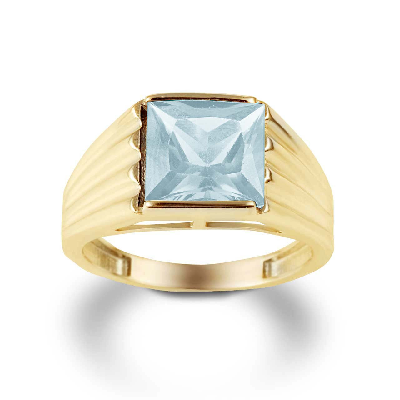 Gold Personalized Birthstone Ribbed Band Ring (Available in Yellow/Rose/White Gold)