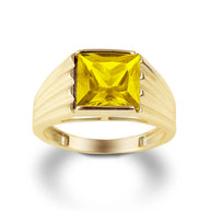 Gold Personalized Birthstone Ribbed Band Ring (Available in Yellow/Rose/White Gold)