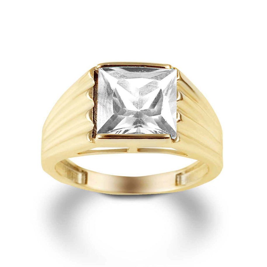 Gold Personalized Birthstone Ribbed Band Ring (Available in Yellow/Rose/White Gold)