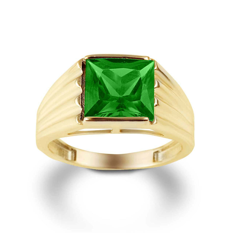 Gold Personalized Birthstone Ribbed Band Ring (Available in Yellow/Rose/White Gold)