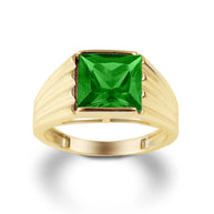 Gold Personalized Birthstone Ribbed Band Ring (Available in Yellow/Rose/White Gold)