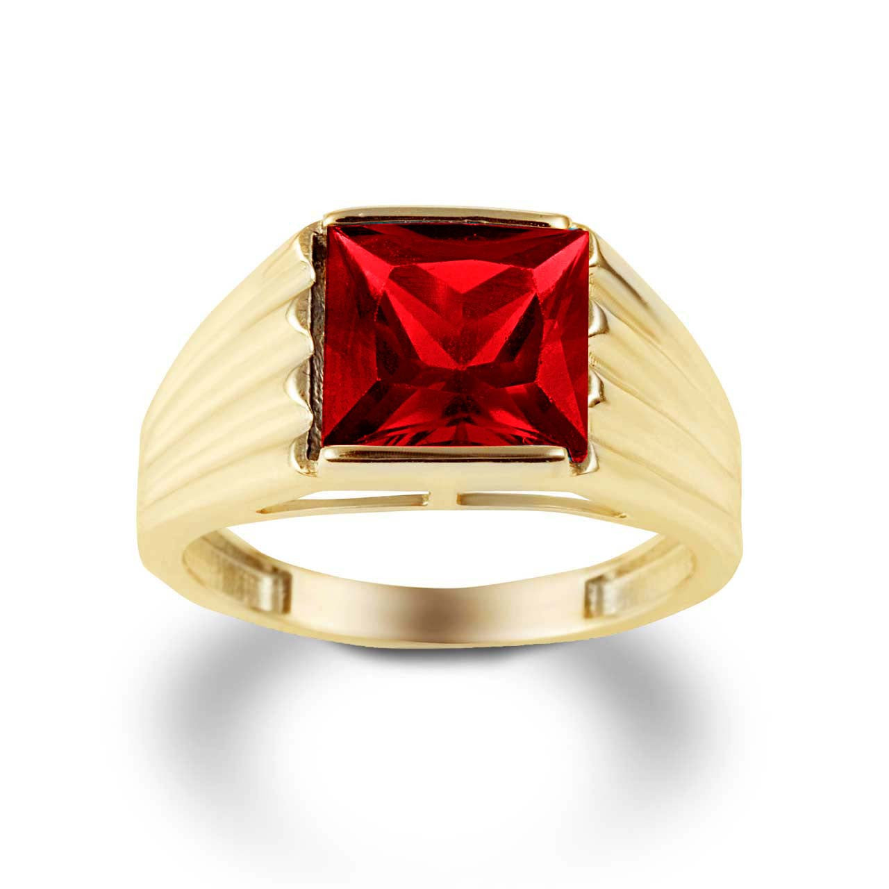 Gold Personalized Birthstone Ribbed Band Ring (Available in Yellow/Rose/White Gold)