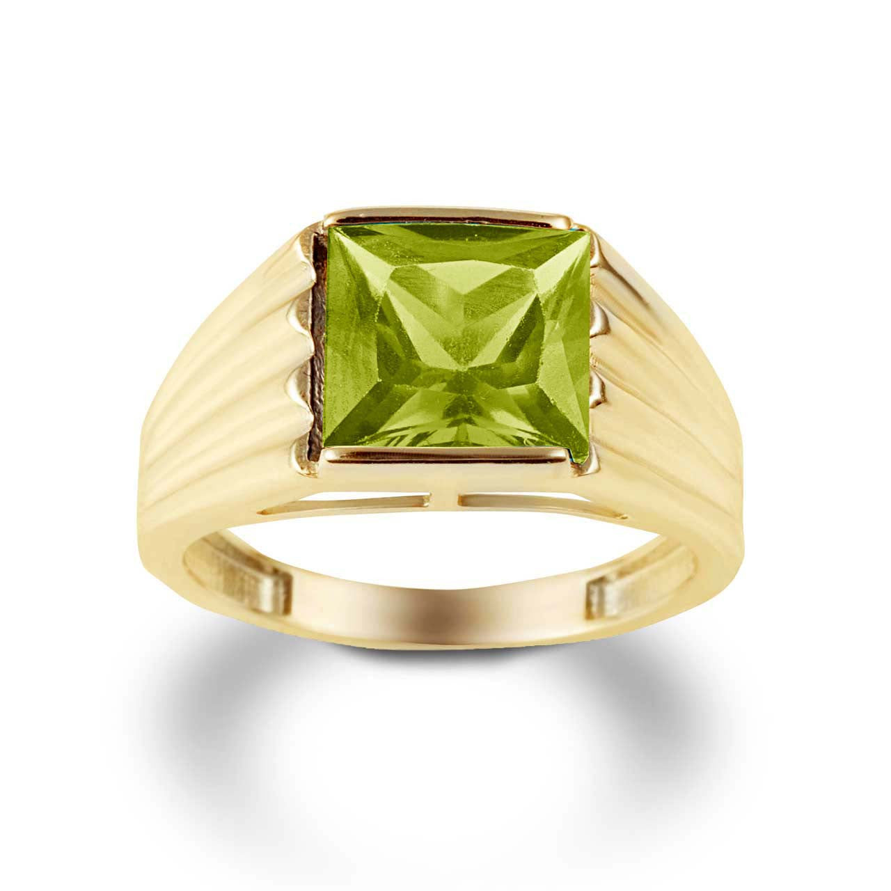Gold Personalized Birthstone Ribbed Band Ring (Available in Yellow/Rose/White Gold)
