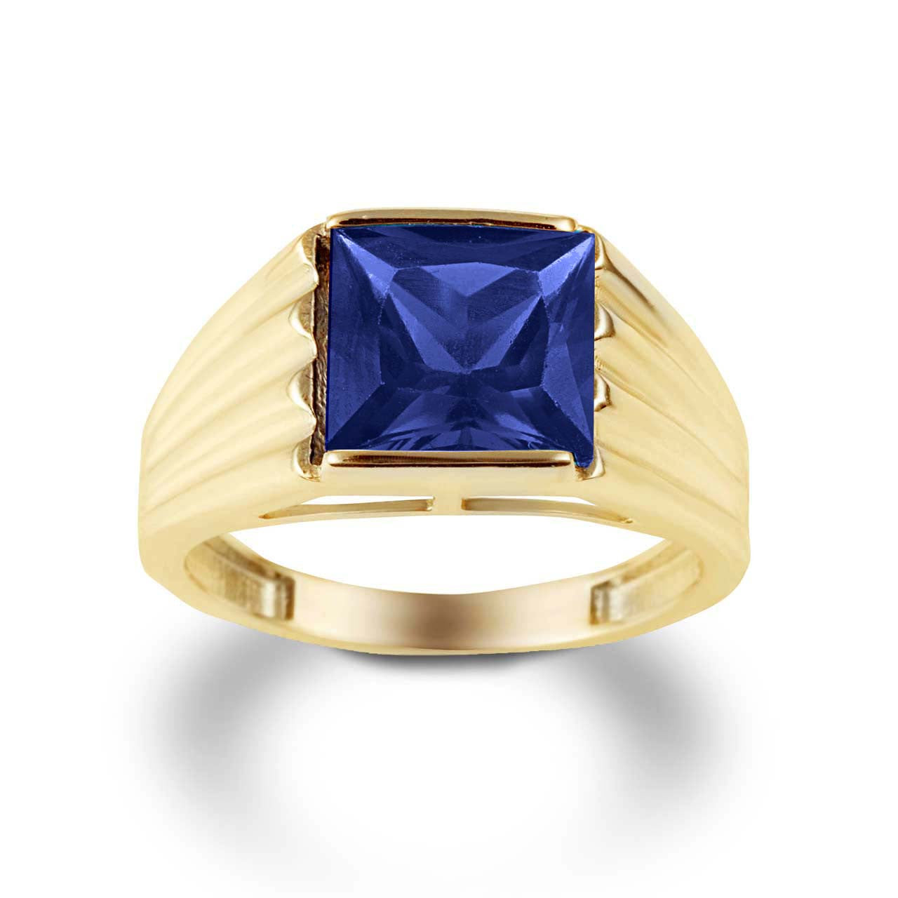 Gold Personalized Birthstone Ribbed Band Ring (Available in Yellow/Rose/White Gold)