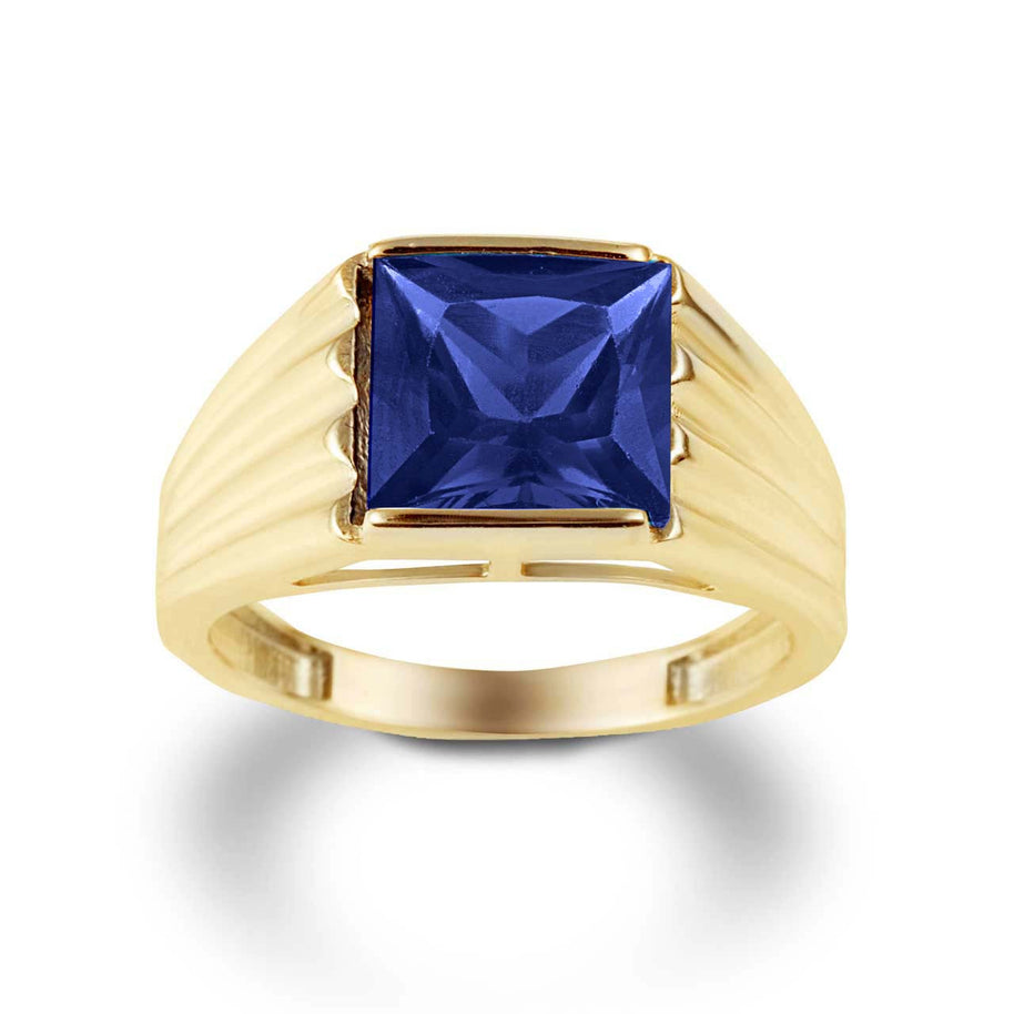 Gold Personalized Birthstone Ribbed Band Ring (Available in Yellow/Rose/White Gold)