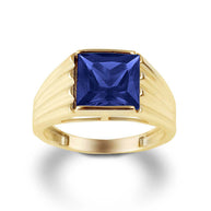 Gold Personalized Birthstone Ribbed Band Ring (Available in Yellow/Rose/White Gold)
