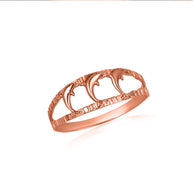 Tri-Color Gold Diamond Cut Dolphins Ring (Available in Yellow/Rose/White Gold)