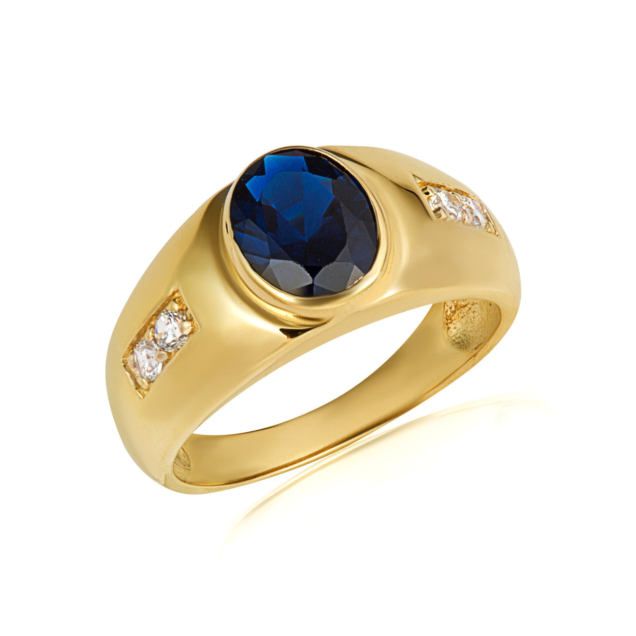 Gold Oval Gemstone Art Deco Ring (Available in Yellow/Rose/White Gold)