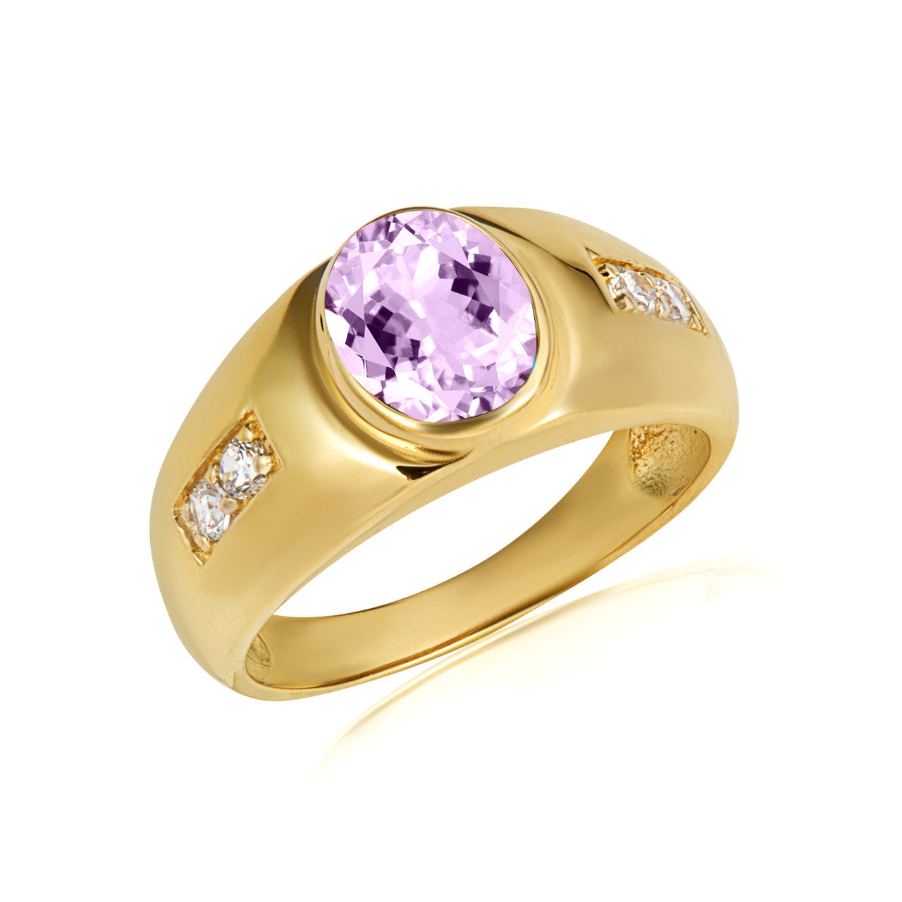 Gold Oval Gemstone Art Deco Ring (Available in Yellow/Rose/White Gold)