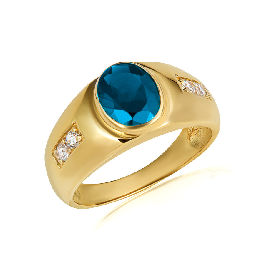 Gold Oval Gemstone Art Deco Ring (Available in Yellow/Rose/White Gold)