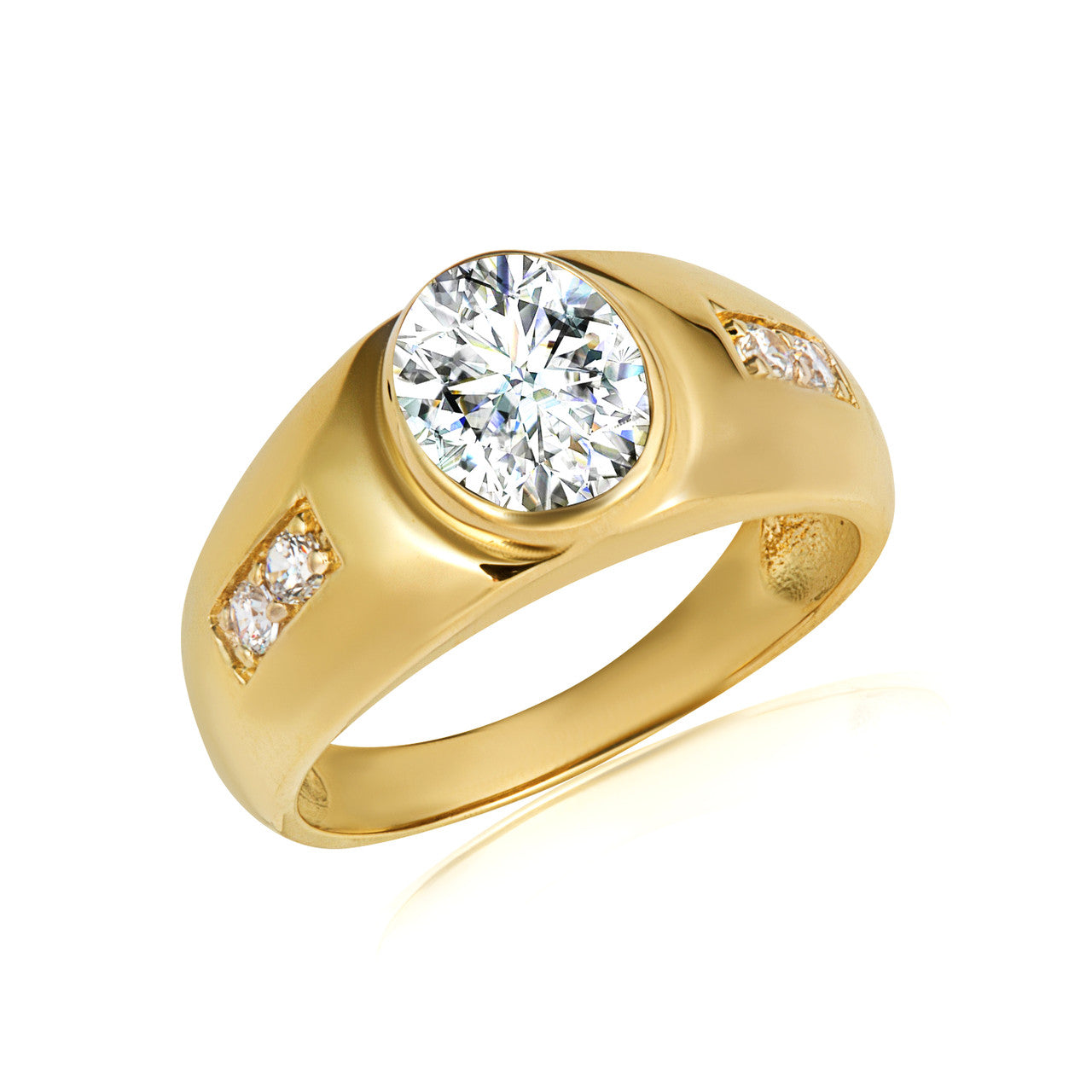 Gold Oval Gemstone Art Deco Ring (Available in Yellow/Rose/White Gold)