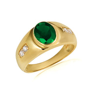 Gold Oval Gemstone Art Deco Ring (Available in Yellow/Rose/White Gold)