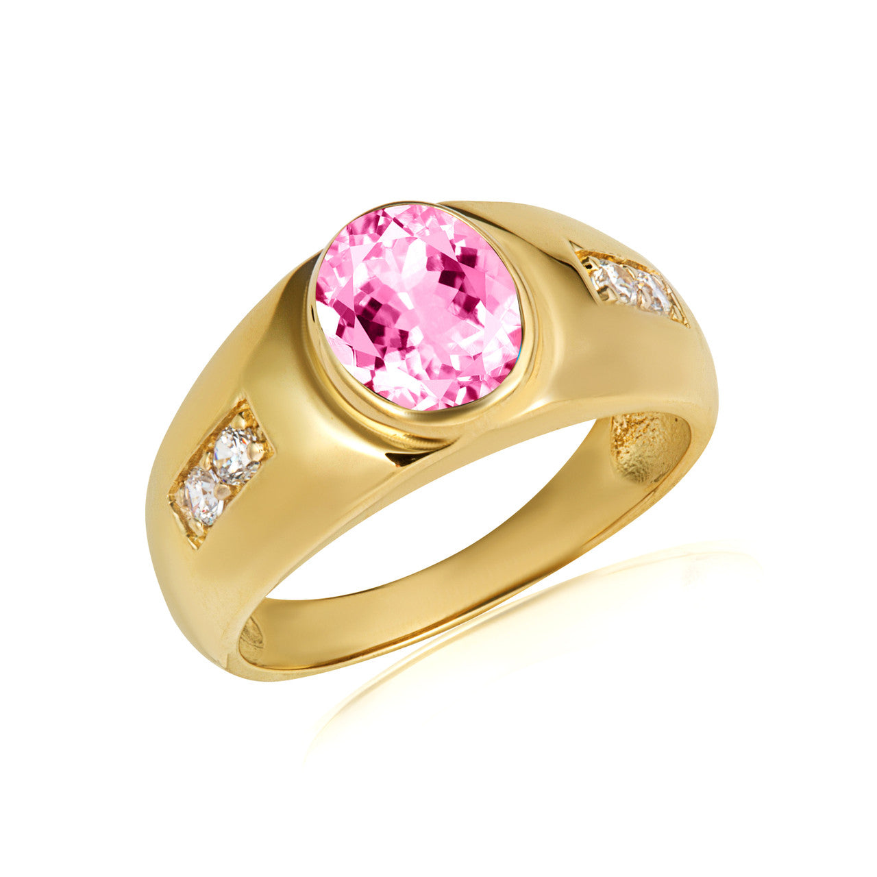 Gold Oval Gemstone Art Deco Ring (Available in Yellow/Rose/White Gold)