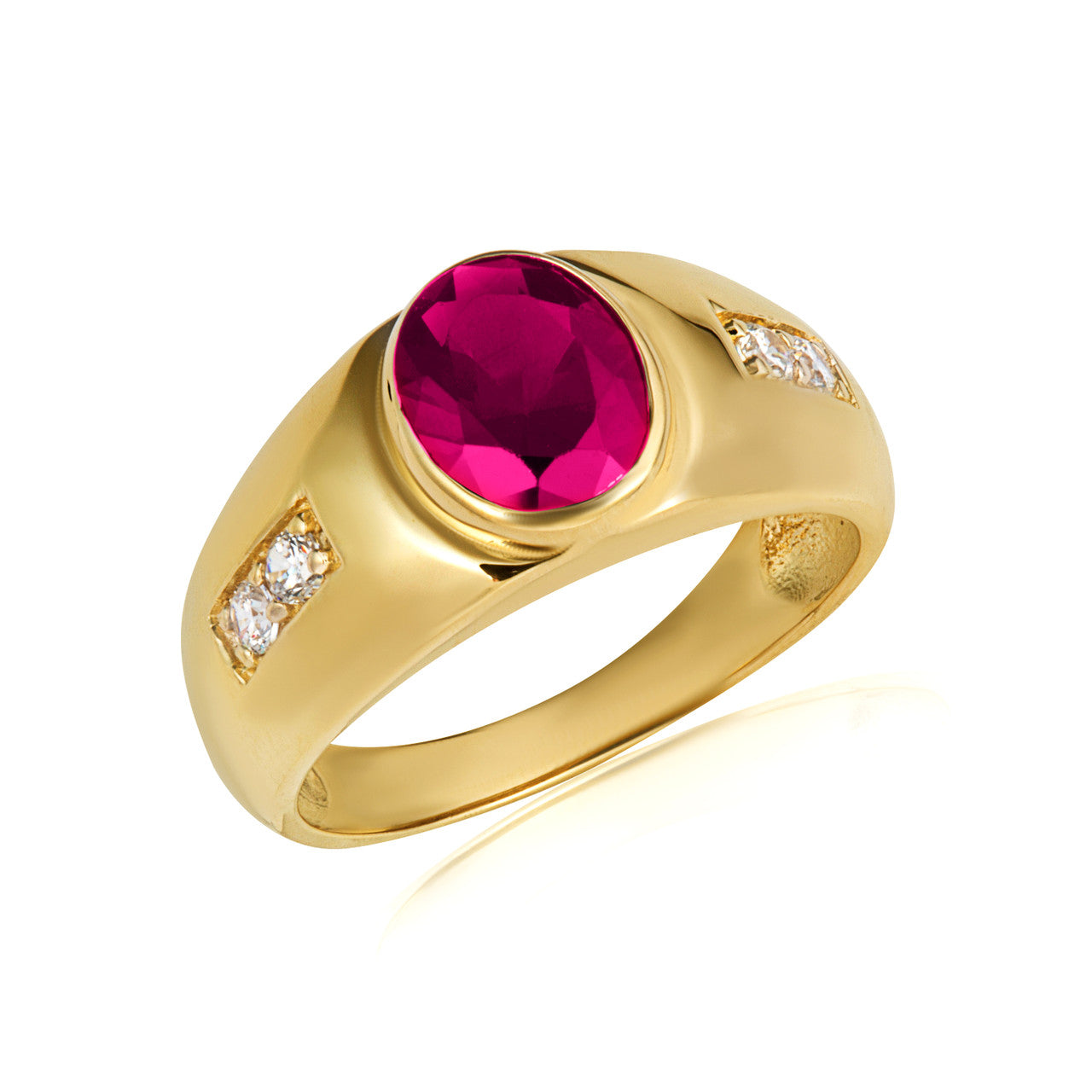 Gold Oval Gemstone Art Deco Ring (Available in Yellow/Rose/White Gold)