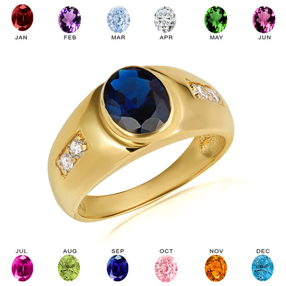 Gold Oval Gemstone Art Deco Ring (Available in Yellow/Rose/White Gold)