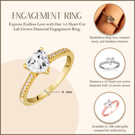 14k Gold Heart Cut Lab Grown Diamond Engagement Ring 1.13cts