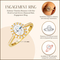 14k Gold Oval Cut Lab Grown Diamond Halo Engagement Ring 1.28cts
