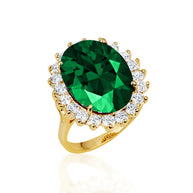 Gold Oval Gemstone Halo Ring (Available in Yellow /Rose/White Gold)