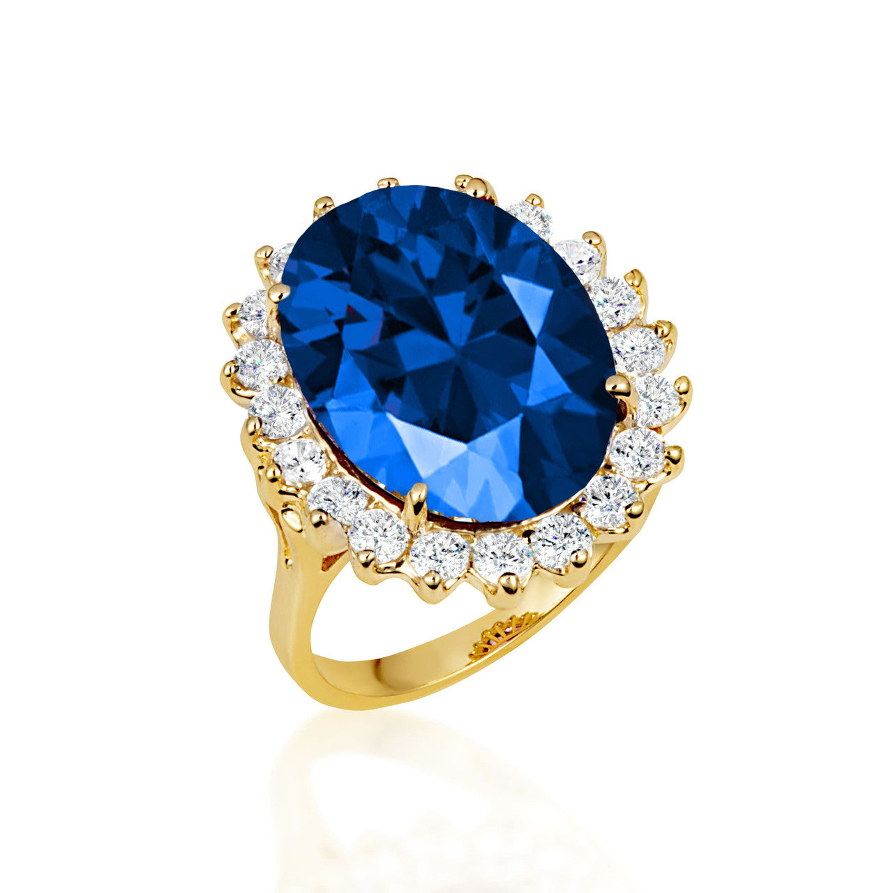 Gold Oval Gemstone Halo Ring (Available in Yellow /Rose/White Gold)