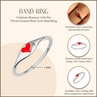 .925 Sterling Silver Enamel Heart Love Band Ring