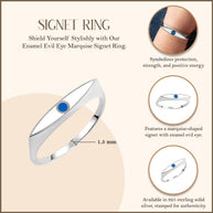.925 Sterling Silver Enamel Evil Eye Marquise Signet Ring