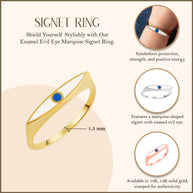 Gold Enamel Evil Eye Marquise Signet Ring (Available in Yellow/Rose/White Gold)