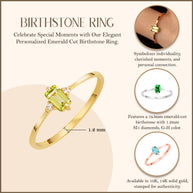 Gold Personalized Emerald Cut Birthstone Ring (Available in Yellow/Rose/White Gold)